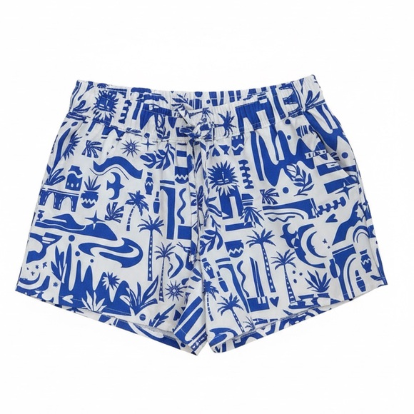 Etam Pants - Etam Gianna Blue Pattern Mini Resort Shorts